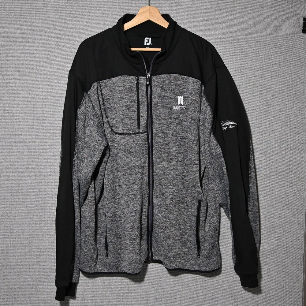 Footjoy Full Zip Jacket Mens Heathered Golf TPC Plantation XL Grey Black